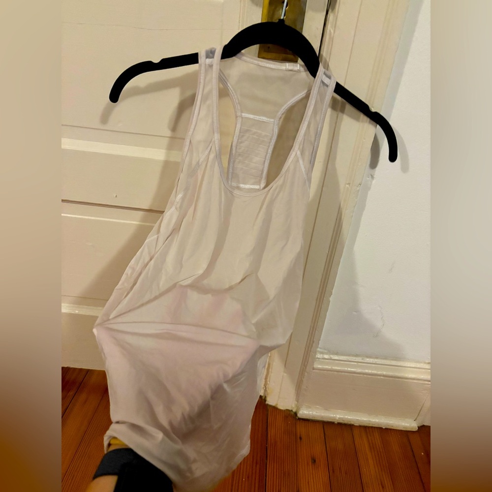 Semi-sheer white Lululemon tank